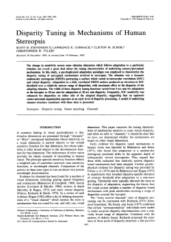 Disparity Tuning in Mechanisms of Human Stereopsis