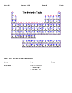 Chem 111 Summer 2004 Exam I Whelan Some Useful And Not So