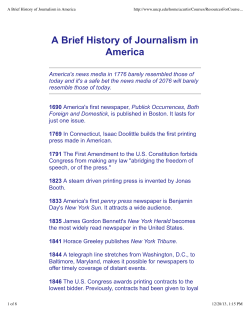 A Brief History of Journalism in America