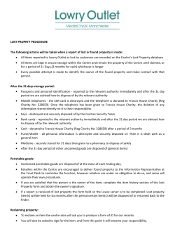 LOST PROPRTY PROCEDURE The following actions will be taken