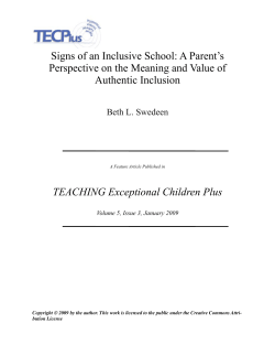 Signs of an Inclusive School: A Parent`s Perspective on the Meaning
