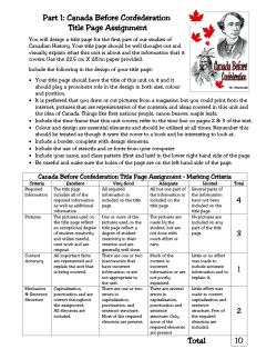 Canada Before Confederation Title Page Assignment