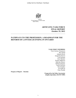 ARTICLING TASK FORCE FINAL REPORT October 25, 2012