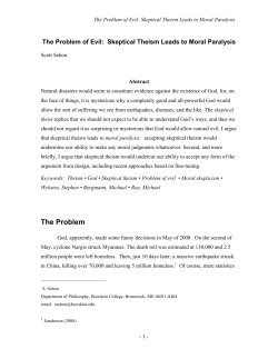 The Problem of Evil: Skeptical Theism Leads to
