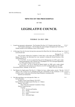 LEGISLATIVE COUNCIL ______ - Parliament of South Australia
