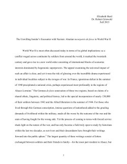 The Unwilling Insider`s Encounter with Nazism: Alsatian