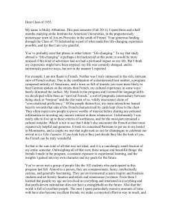 Dear Class of 1955, My name is Molly Abbattista. This past semester