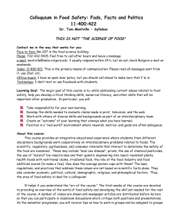 Colloquium in Food Safety: Fads, Facts and Politics