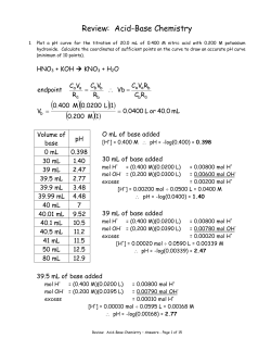 Review: Acid-Base Chemistry