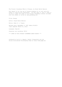 The Project Gutenberg EBook of Essays, by Ralph Waldo Emerson