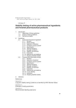 Annex 2 Stability testing of active pharmaceutical ingredients and