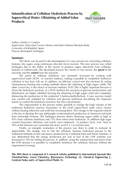 Intensification of Cellulose Hydrolysis Process by Supercritical