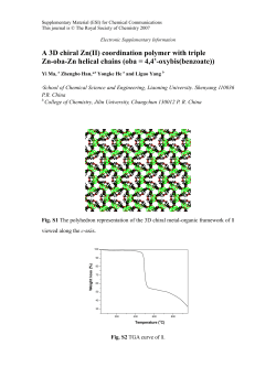 A 3D chiral Zn(II) coordination polymer with triple Zn-oba