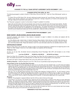 CHANGES TO THE ALLY BANK DEPOSIT AGREEMENT DATED