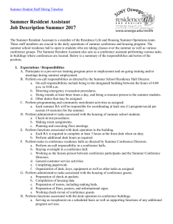 Summer resident assistant
