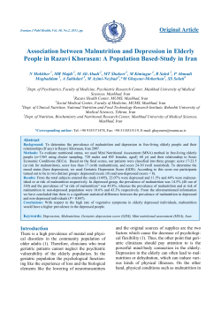 Association between Malnutrition and Depression in Elderly People