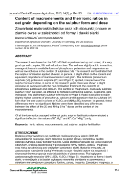 Content of macroelements and their ionic ratios in oat grain