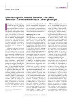 speech recognition, Machine translation, and speech translation&mdash;A