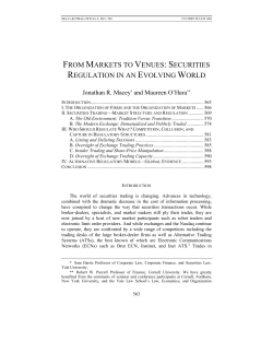 FROM MARKETS TO VENUES: SECURITIES REGULATION IN AN
