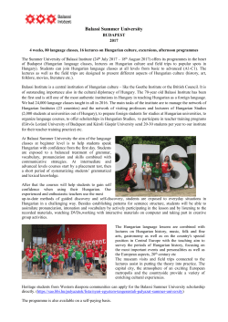 BALASSI SUMMER UNIVERSITY BUDAPEST