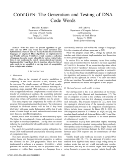 CODEGEN: The Generation and Testing of DNA Code Words