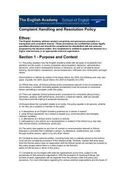 Complaint Handling and Resolution Policy