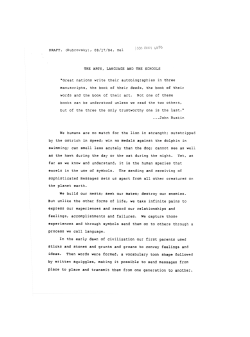 DRAFT, (Dubrovsky), 08/17/84, nel THE ARTS, LANGUAGE AND