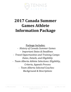 2017 Canada Summer Games Athlete Information