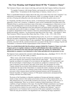 The True Meaning And Original Intent Of The &ldquo;Commerce Clause&rdquo;