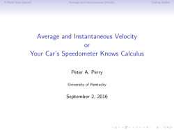 Average and Instantaneous Velocity or Your Car`s Speedometer