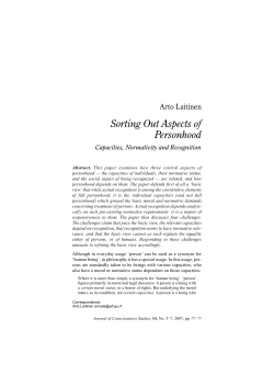 Sorting Out Aspects of Personhood