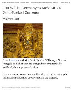 Germany to Back BRICS Gold-Backed Currency