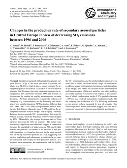 Changes in the production rate of secondary aerosol particles