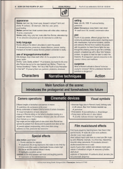 Narrative techniques Characters Action Main function of the scene