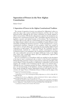 Separation of Powers in the New Afghan Constitution