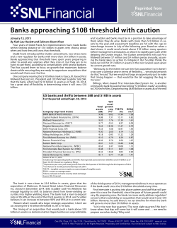 Print an SNL Financial reprint of this article