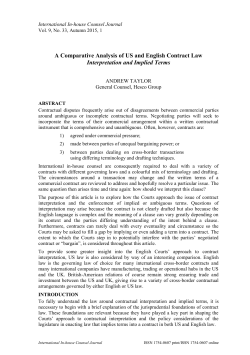 A Comparative Analysis of US and English Contract
