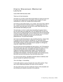 Clare Stevenson Memorial Lecture 2006