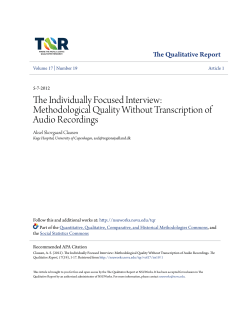 The Individually Focused Interview: Methodological