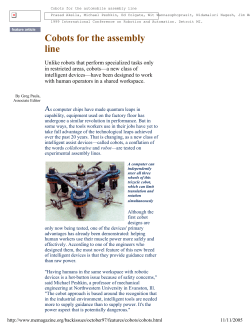 Cobots for the assembly line - Michael Peshkin