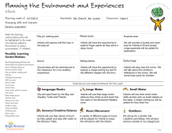 Planning the Environment and Experiences