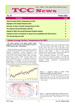 No. 35 Winter 2014 Global Average Surface Temperatures for 2013