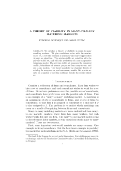 A THEORY OF STABILITY IN MANY-TO
