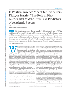 Is Political Science Meant for Every Tom, Dick, or Harriet? The Role