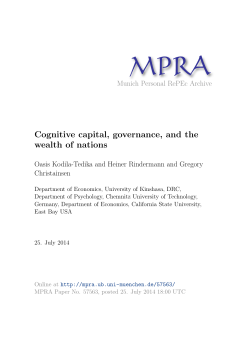 Cognitive capital, governance, and the wealth of nations