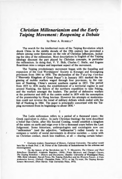 Christian Millenarianism and the Early Taiping Movement