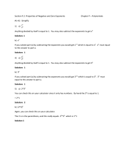 Section P.2: Properties of Negative and Zero Exponents Chapter P