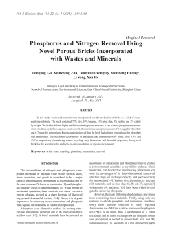 Phosphorus and Nitrogen Removal Using Novel Porous Bricks