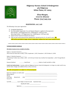 2018 Application - Ridgeway Nursery School and Kindergarten