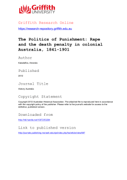 The Politics of Punishment: Rape and the death penalty in colonial